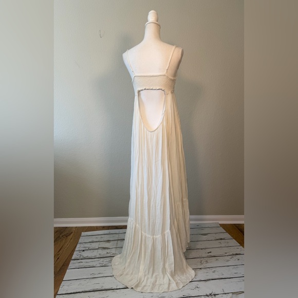Free people white cotton high low maxi dress beach knot wedding Sz small cotton - Picture 2 of 9